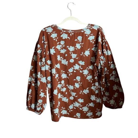 New AnyBody Puff-Sleeve Floral Printed Knit Top Oversized Relaxed Fit Sze M - Picture 6 of 13